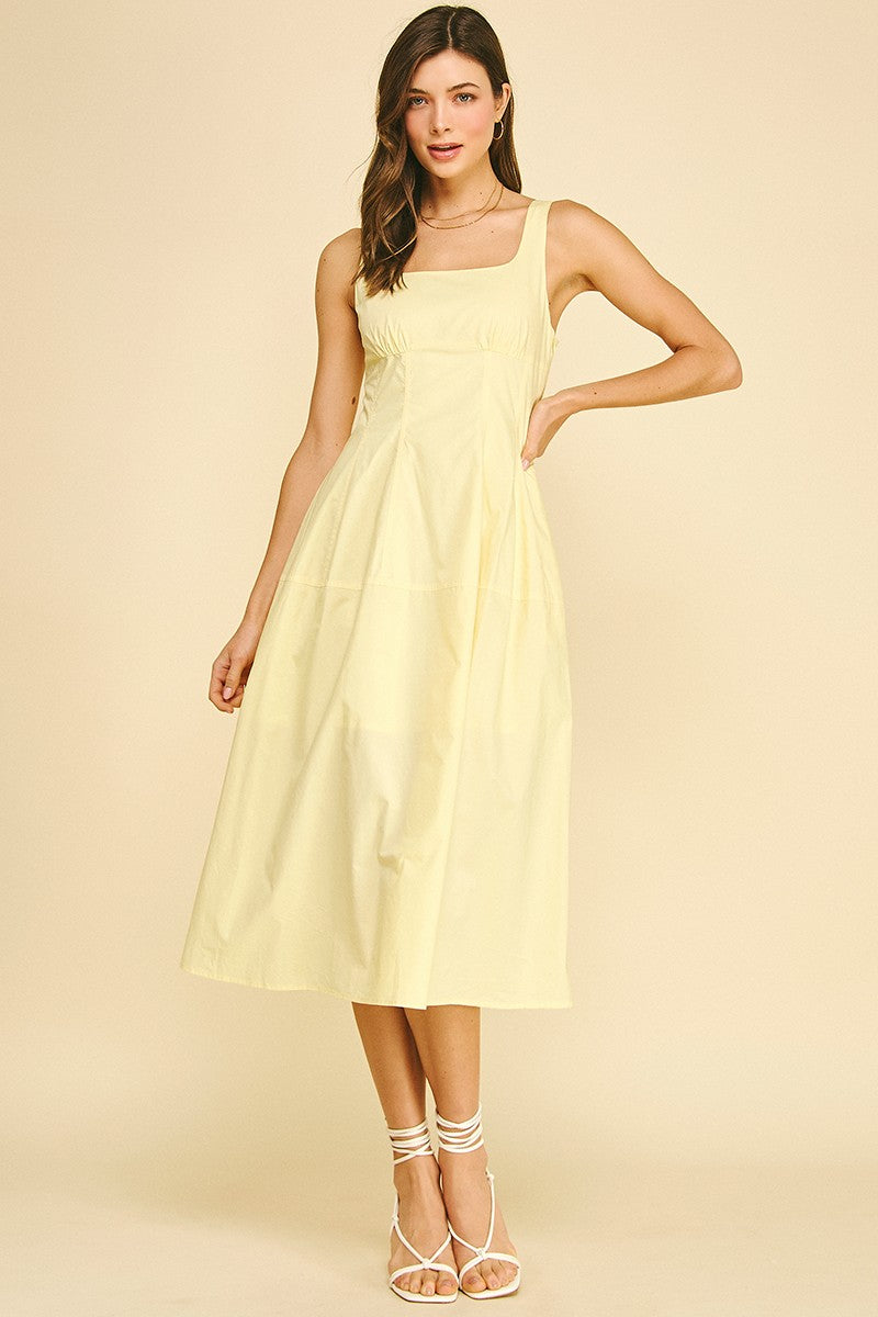 Square Neck A-line Midi Dress