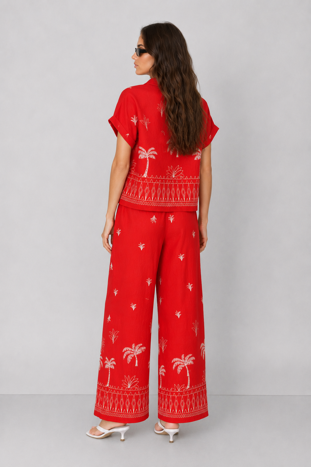Embroidered Wide Leg Pants