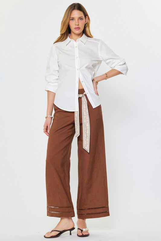 Wide Leg Pants With Scarf