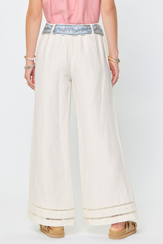 Wide Leg Pants With Scarf