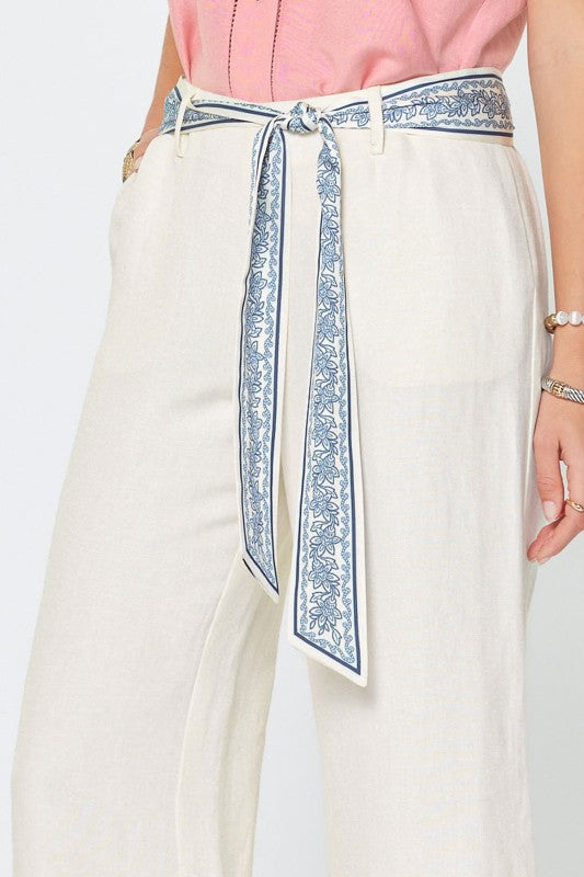 Wide Leg Pants With Scarf