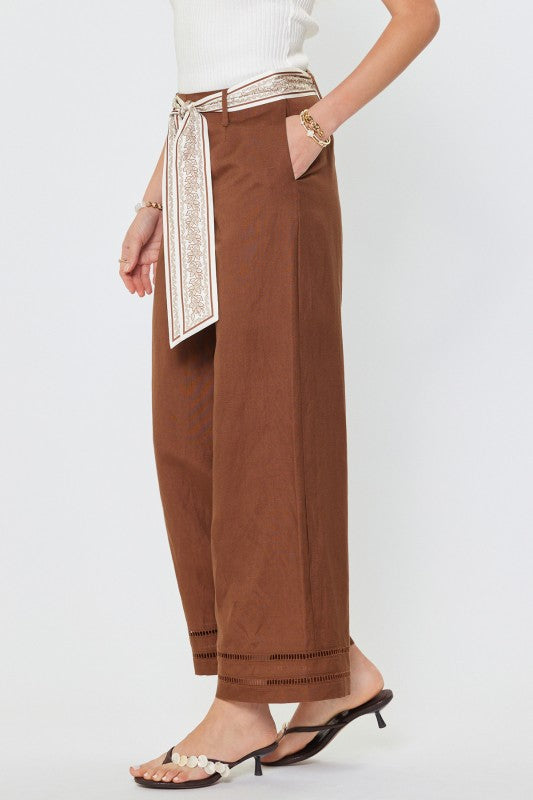 Wide Leg Pants With Scarf