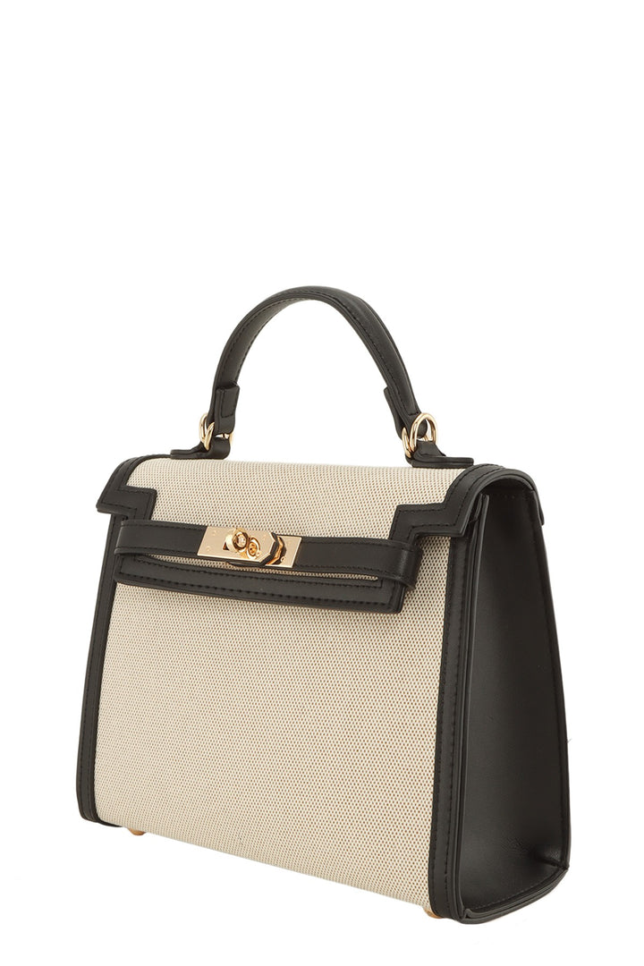 Structured Canvas Top Handle Crossbody Bag