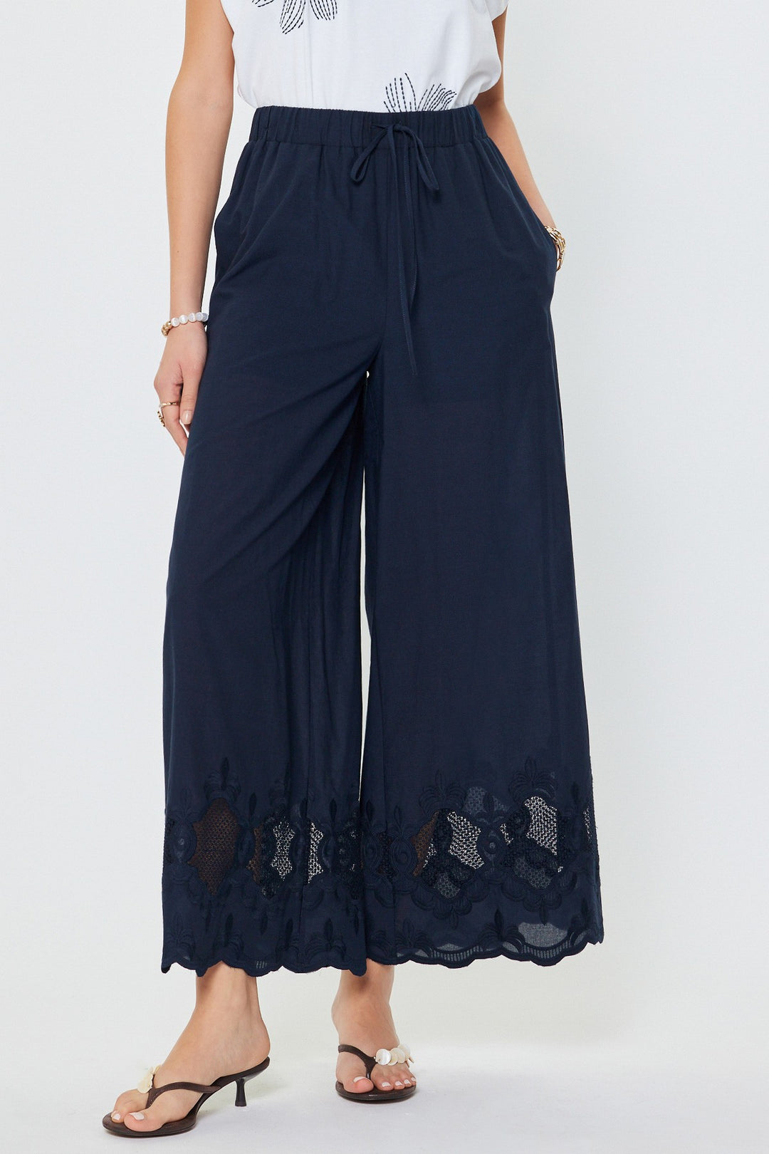 High Rise Ankle Length Detail Pants