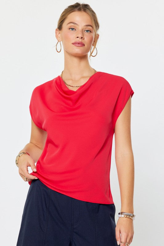Cowl Neck Dolman Sleeve Top