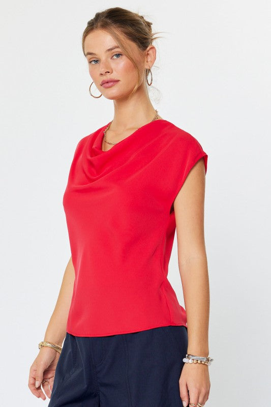 Cowl Neck Dolman Sleeve Top