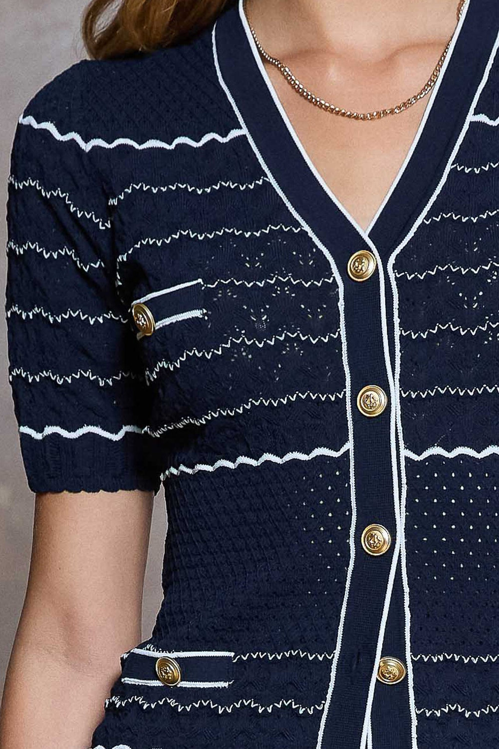 V-Neck Short Sleeve Knit Top