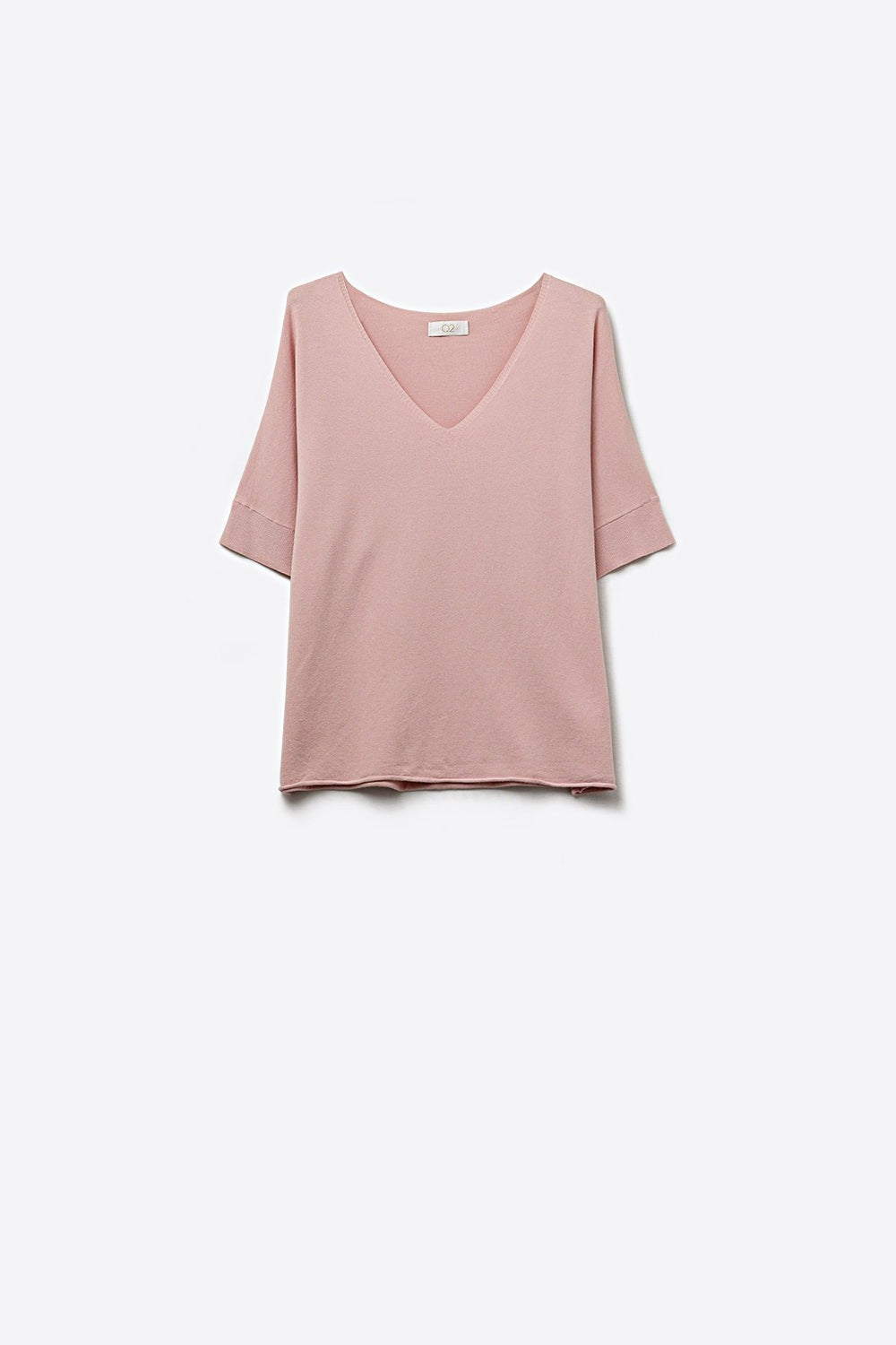 V-neck Short Sleeve Knit Top