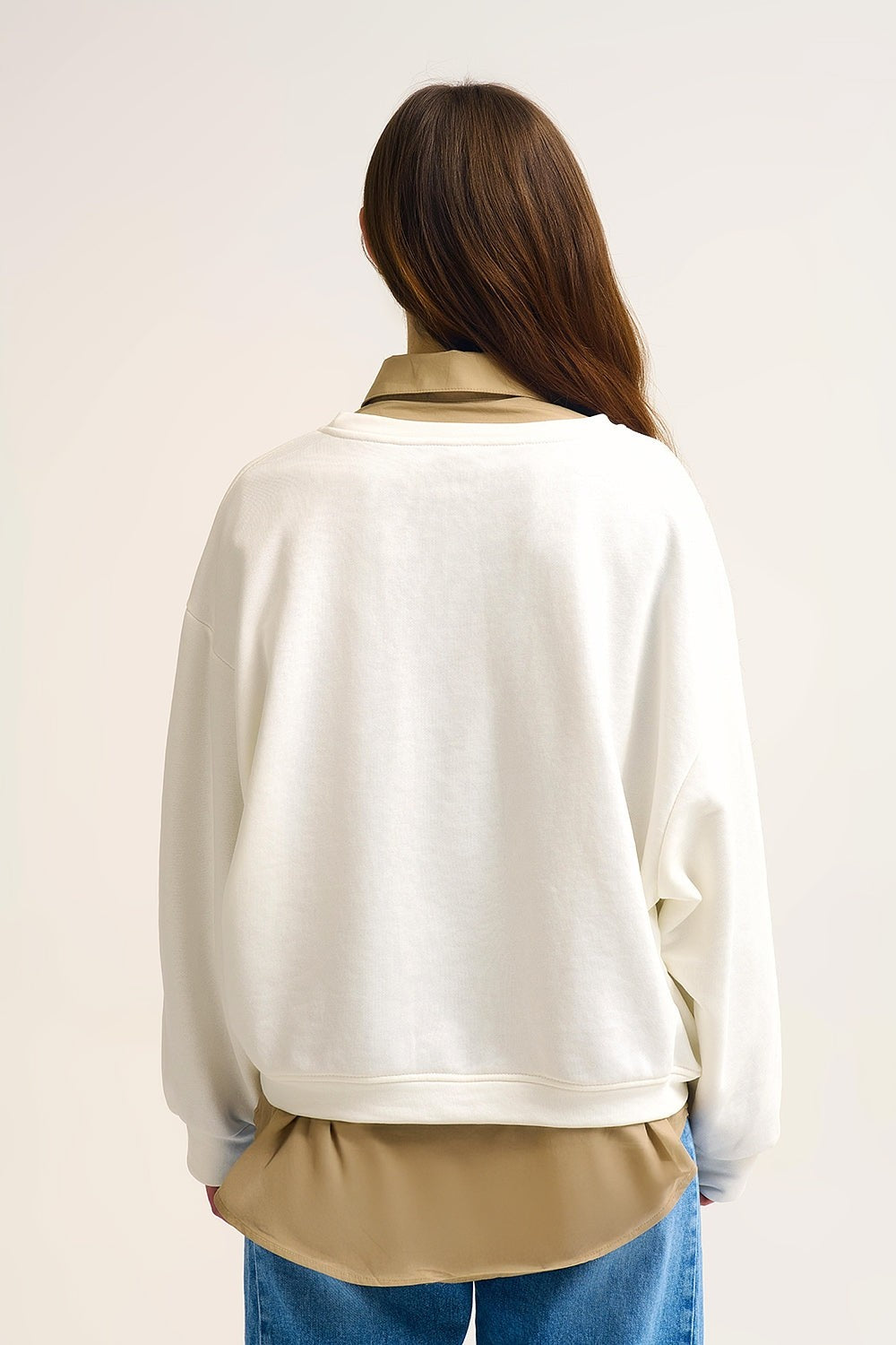 Côte D'azur Embroidered Cream Sweatshirt