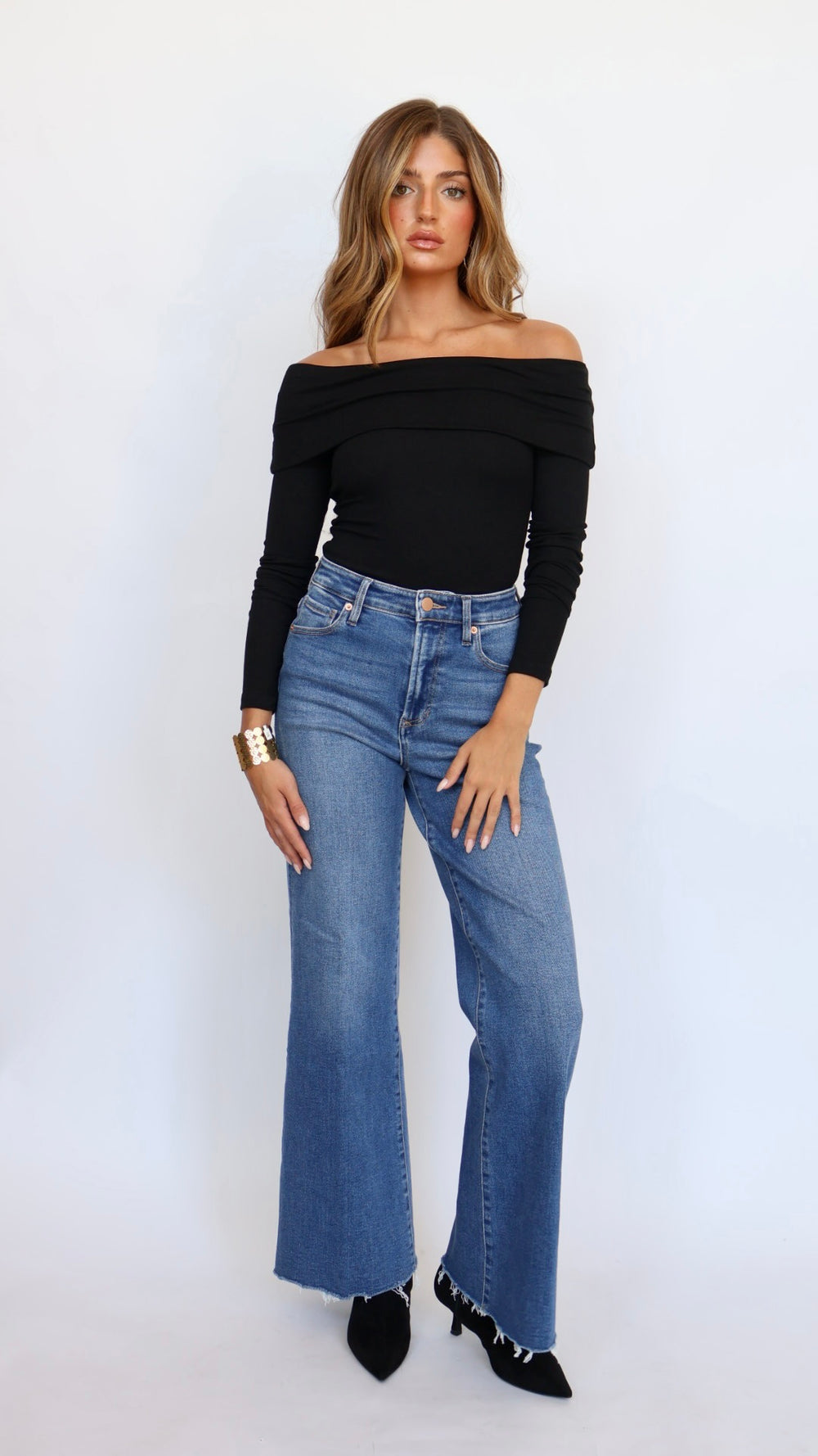 Dear John Denim Fiona Slim Wide Leg Jeans Midtown