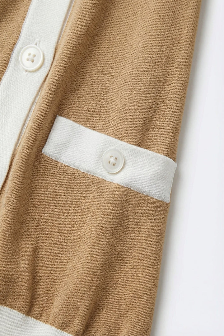 Contrast Trim Classic Button Cardigan