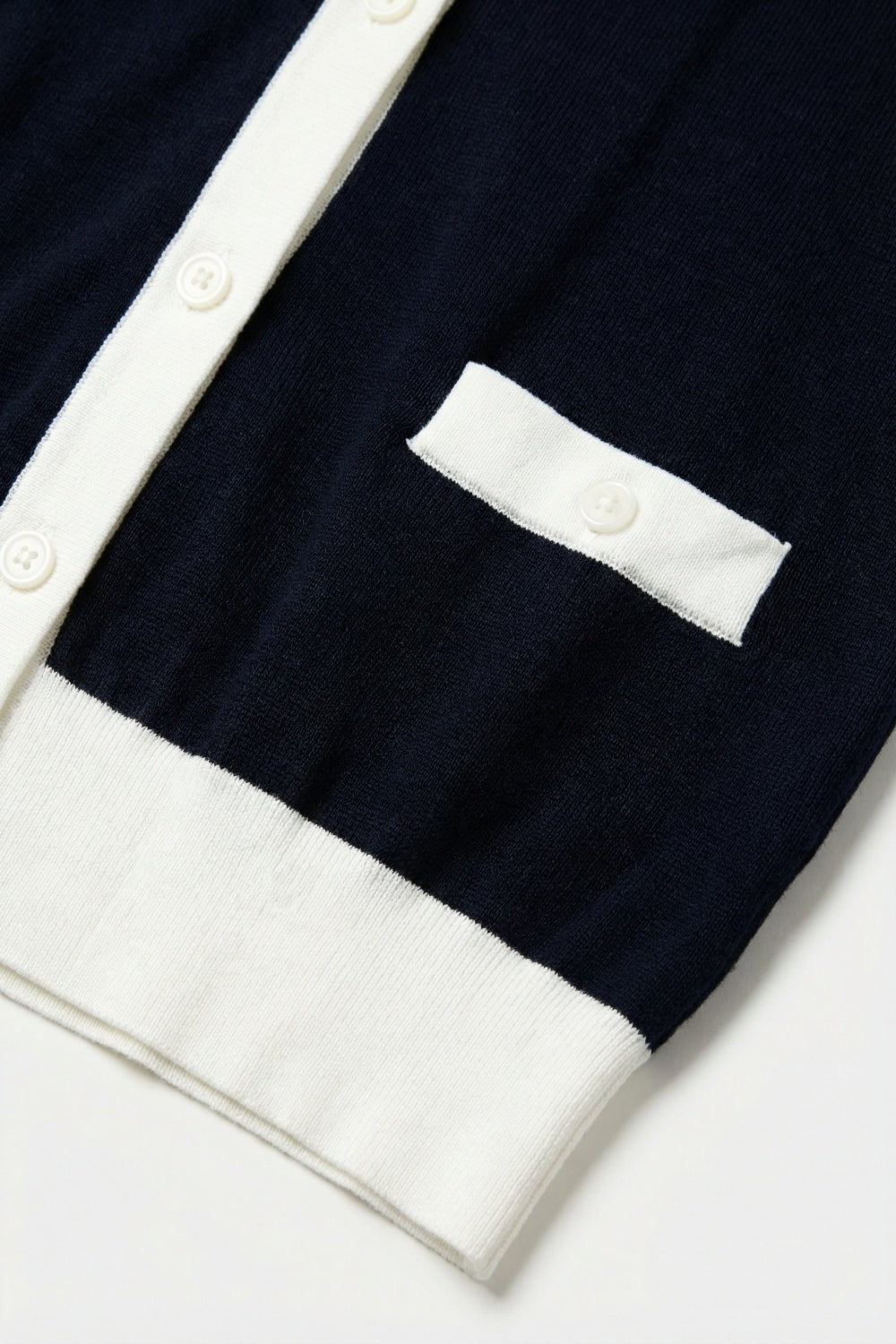 Contrast Trim Classic Button Cardigan