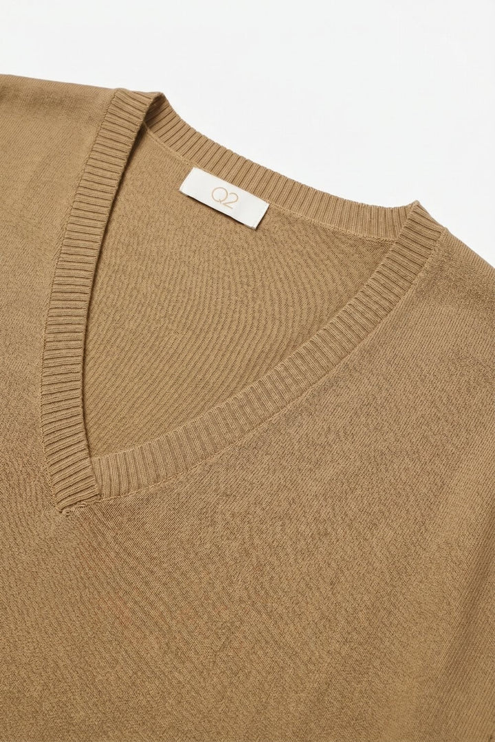 V Neck Short Sleeve Sweater