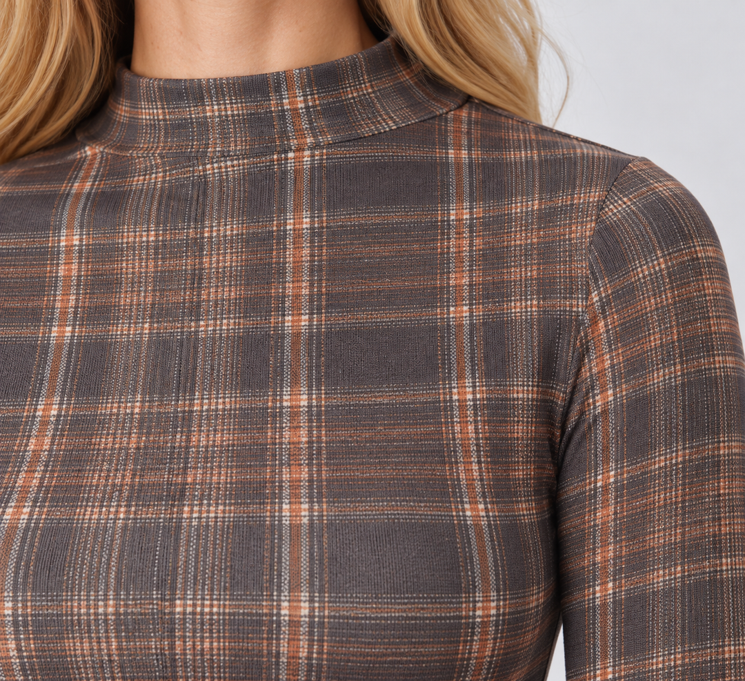 Habitual Plaid Turtleneck Top