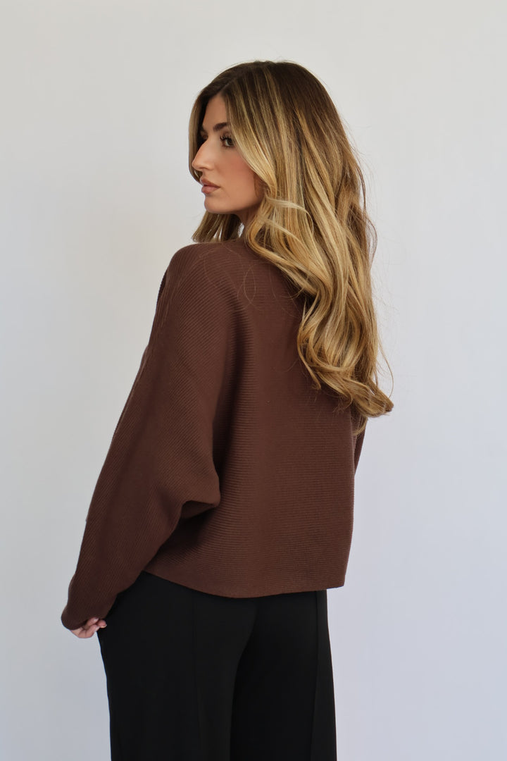 Relaxed Fit Rib Knit Dolman Sweater