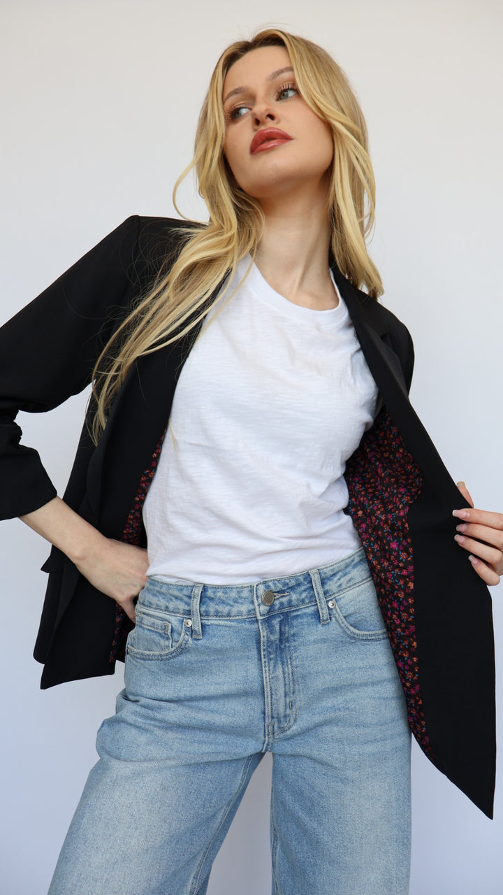 Ruched Sleeve Blazer