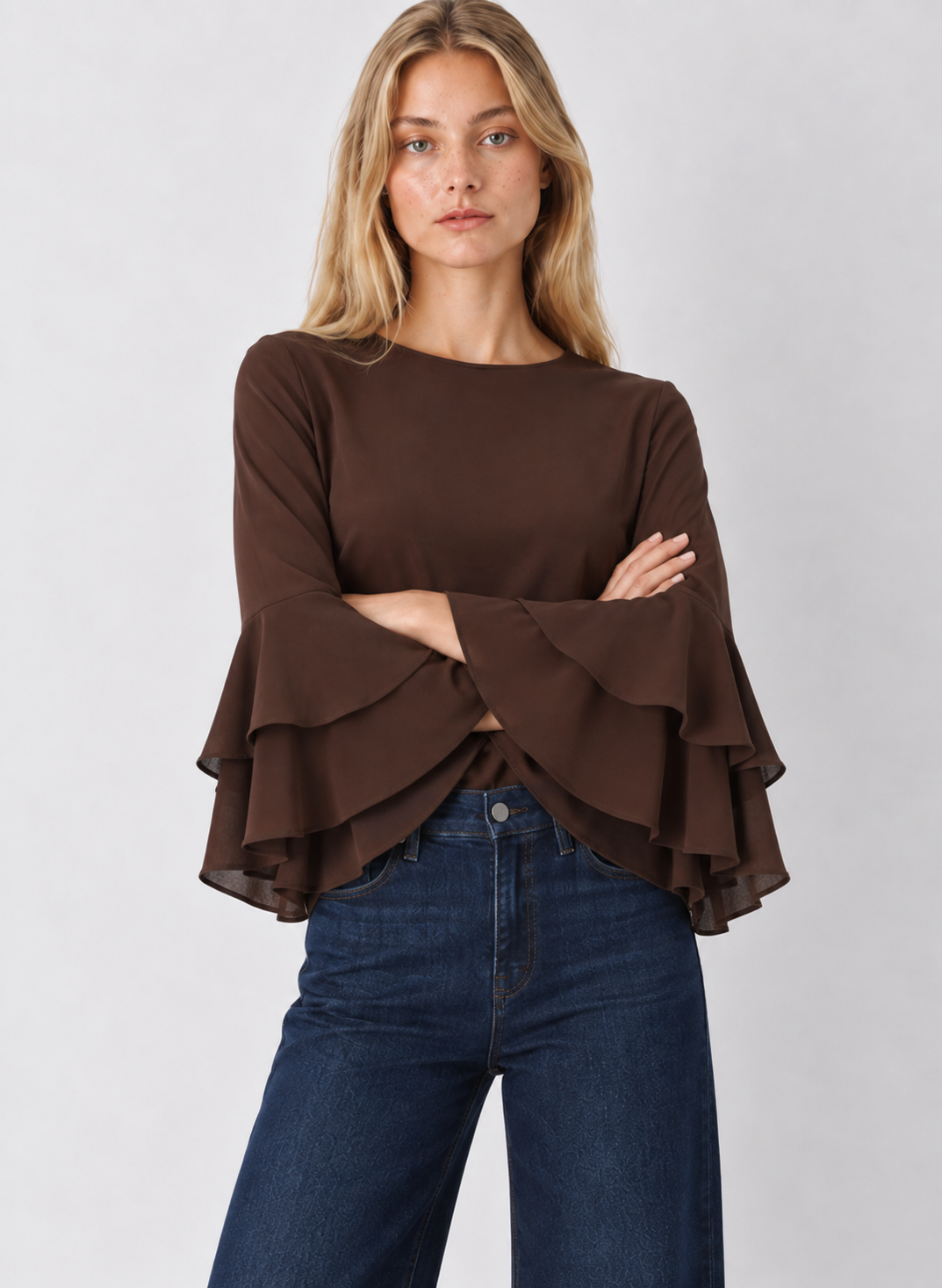 Ruffled Bell Sleeve Blouse