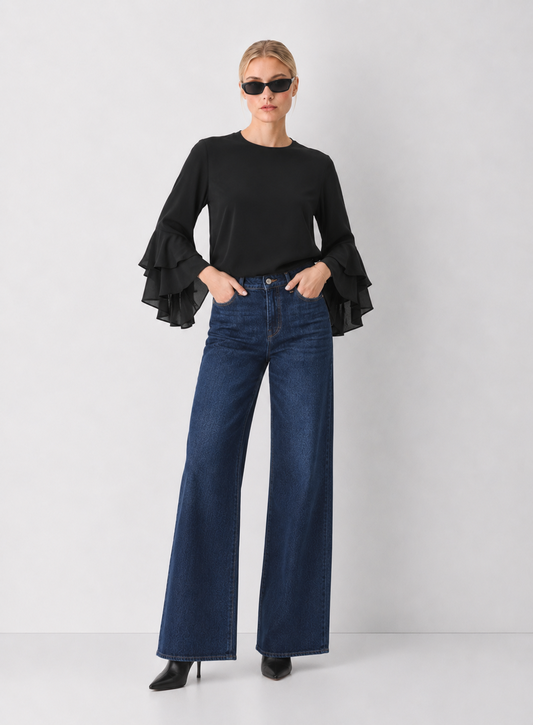 Ruffled Bell Sleeve Blouse