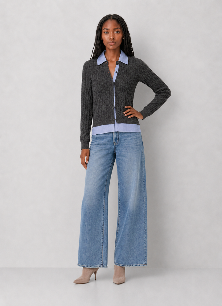 Elan Clara Mixed Media Cardigan