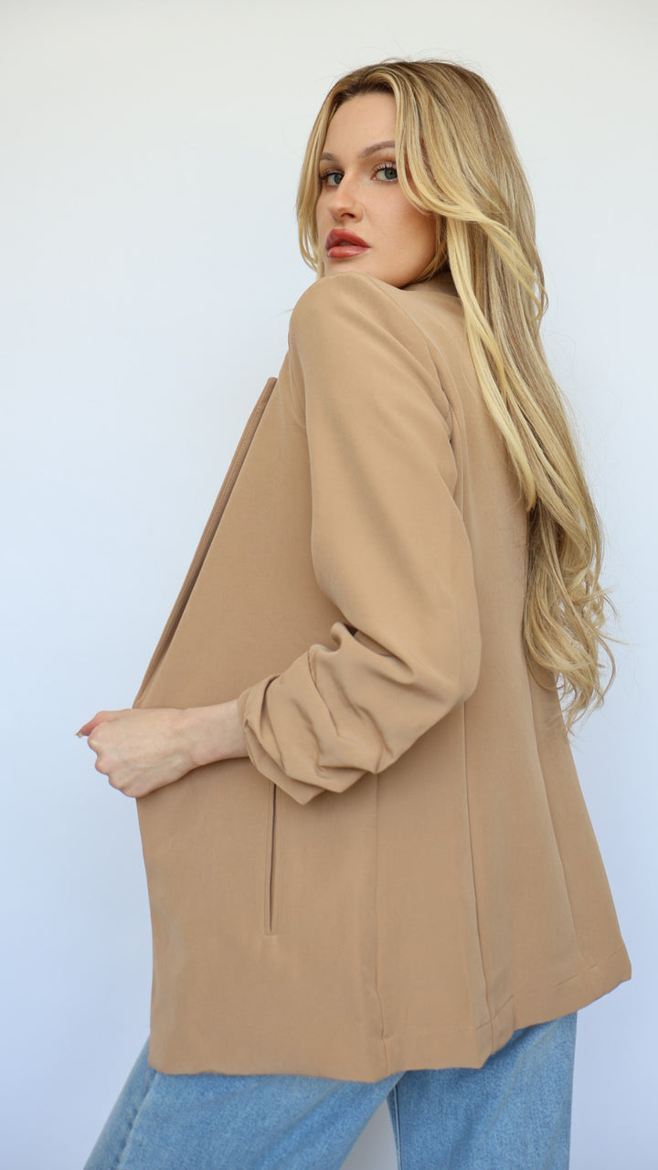 3/4 Ruched Sleeve Blazer