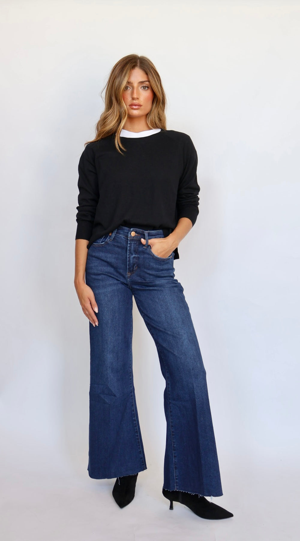 Dear John Denim Fiona Wide Leg Jeans Dark Knight