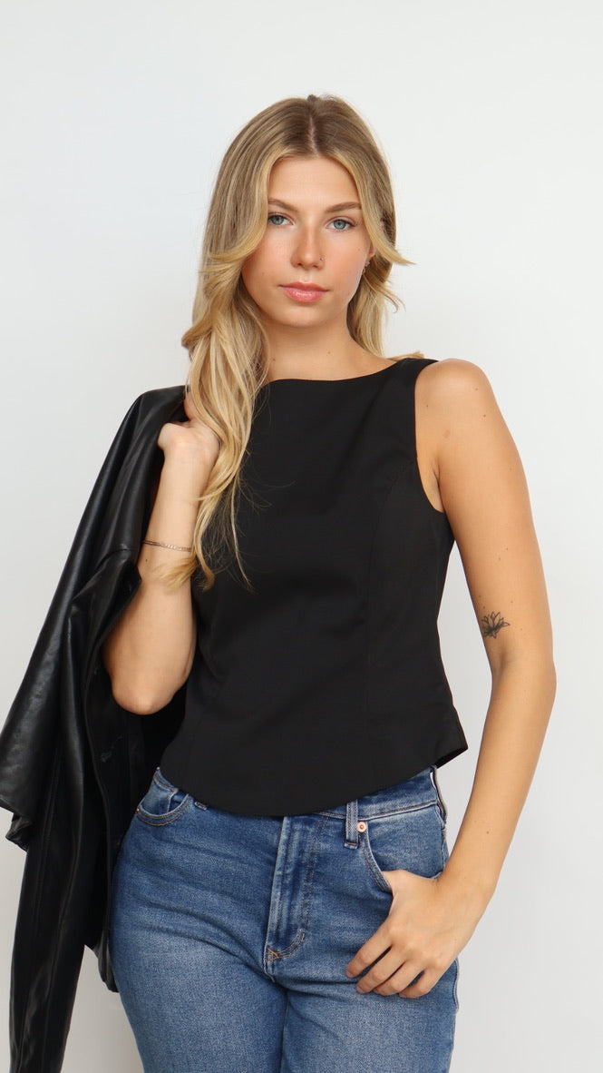Structured Boat Neck Dress Top