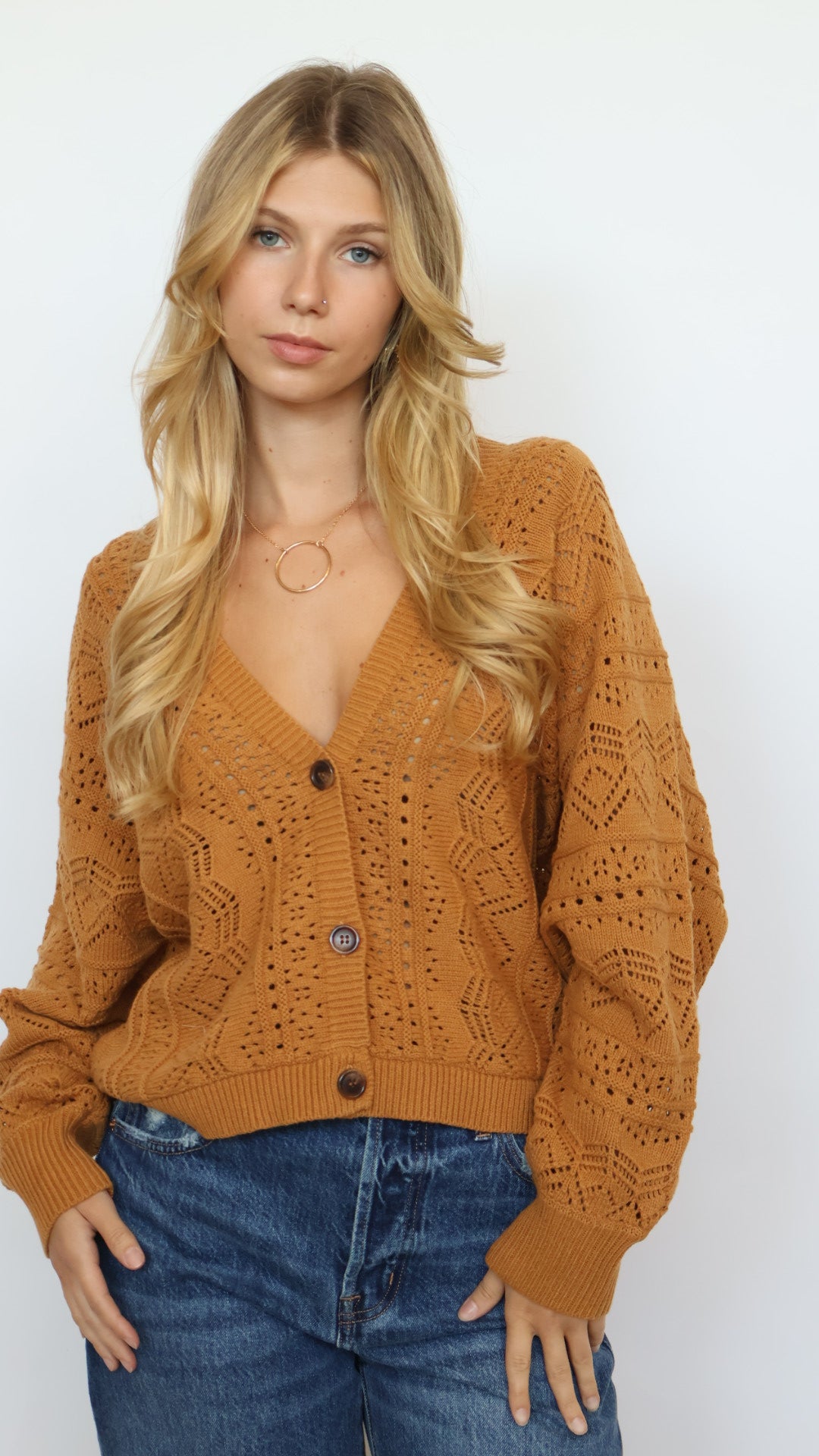 Crochet V Neck Cardigan
