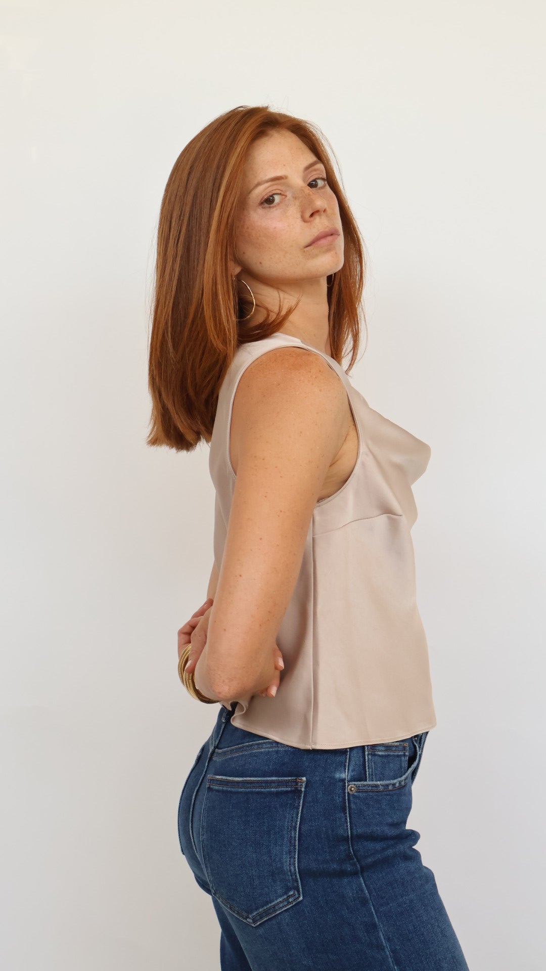 Denver Satin Cowl Neck Dress Top
