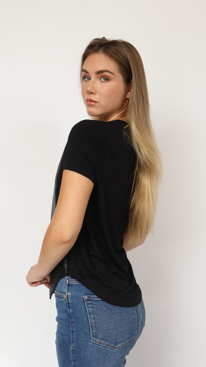 Elaina Vegan Leather Tee Shirt