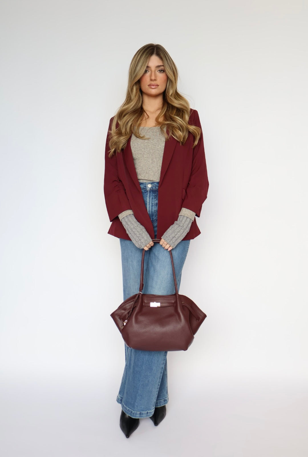 Ruched Sleeve Blazer