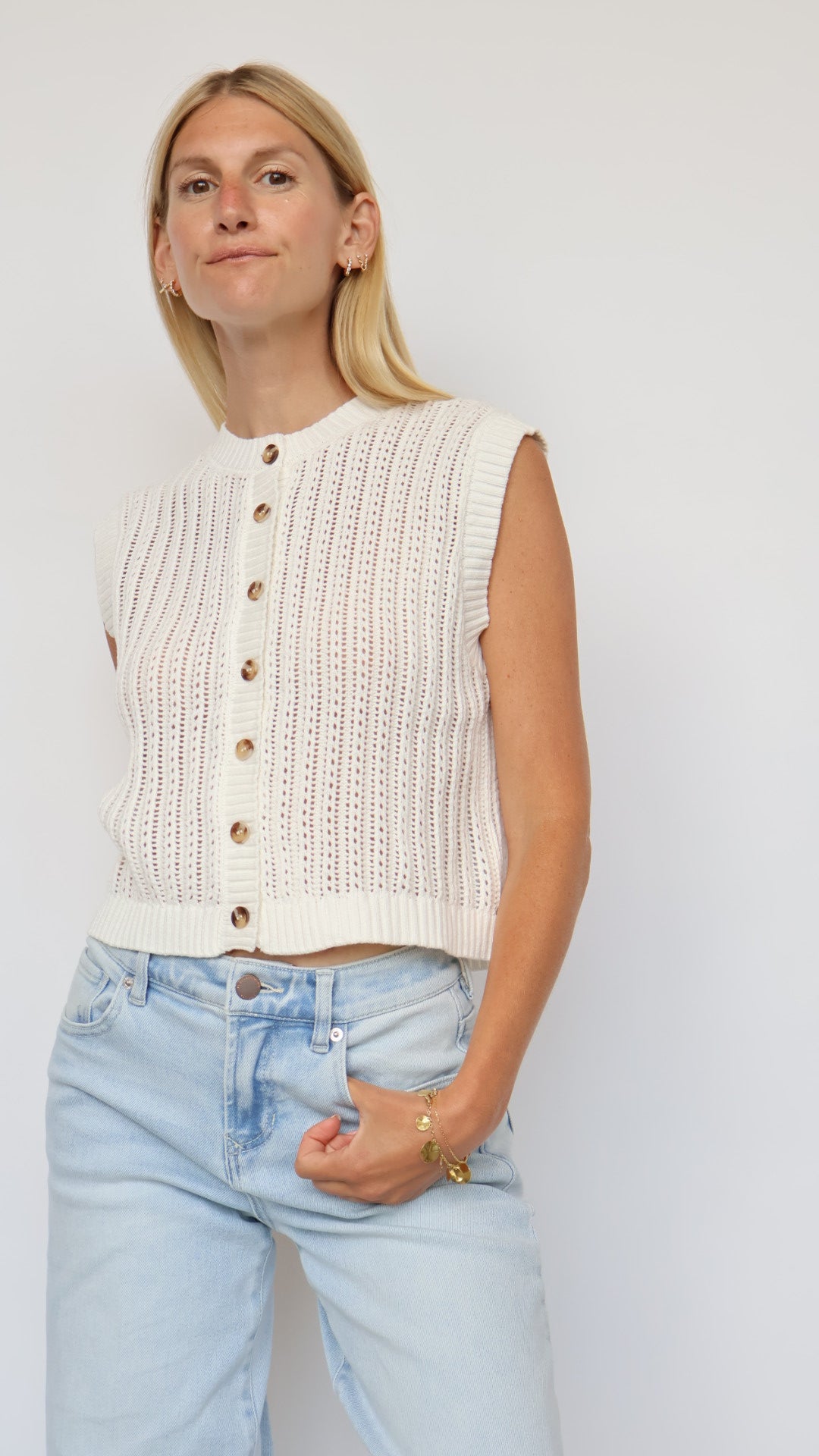 Classic Knit Button-Front Vest