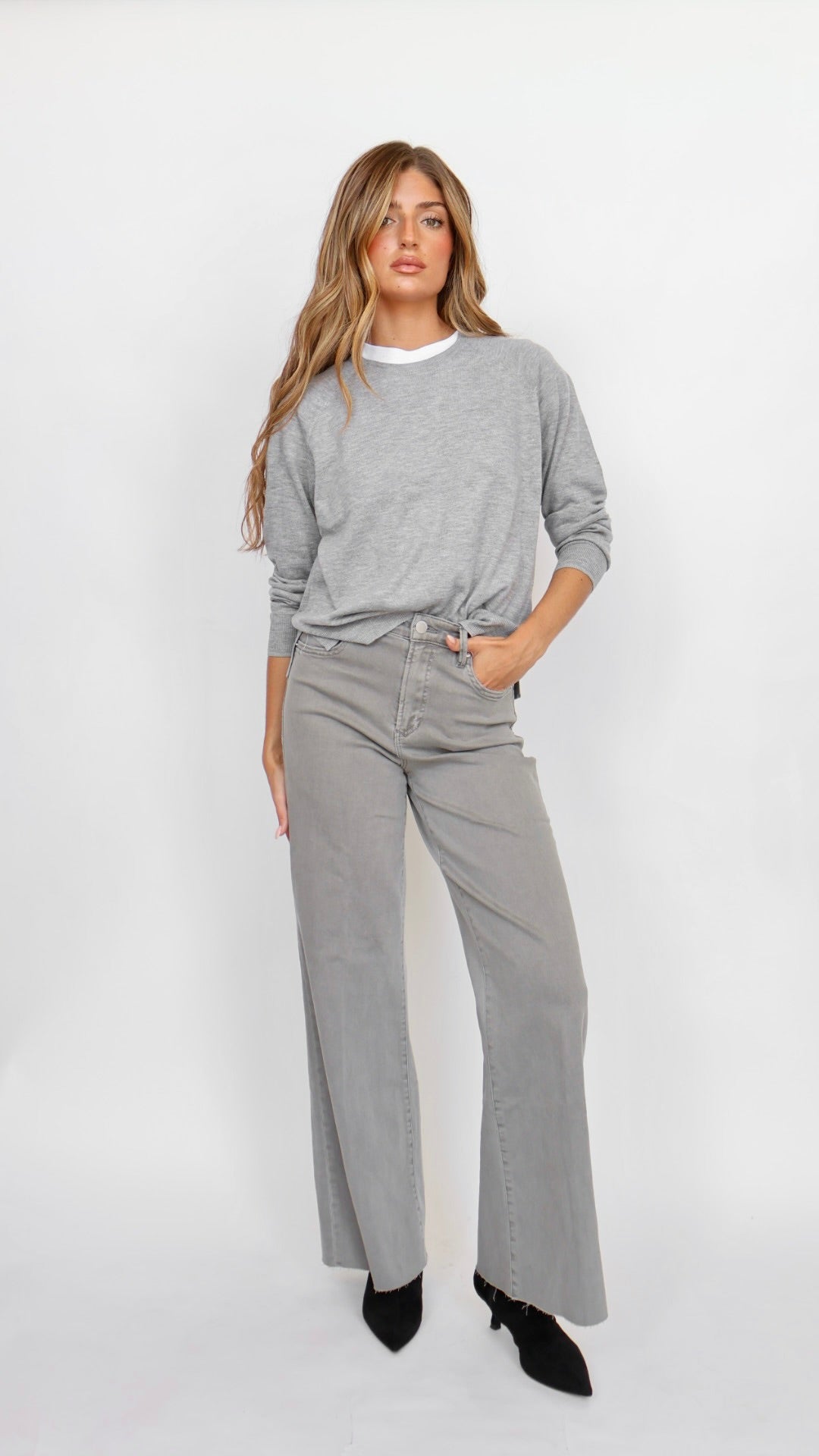 Dear John Denim Fiona Wide Leg Jeans Graphite