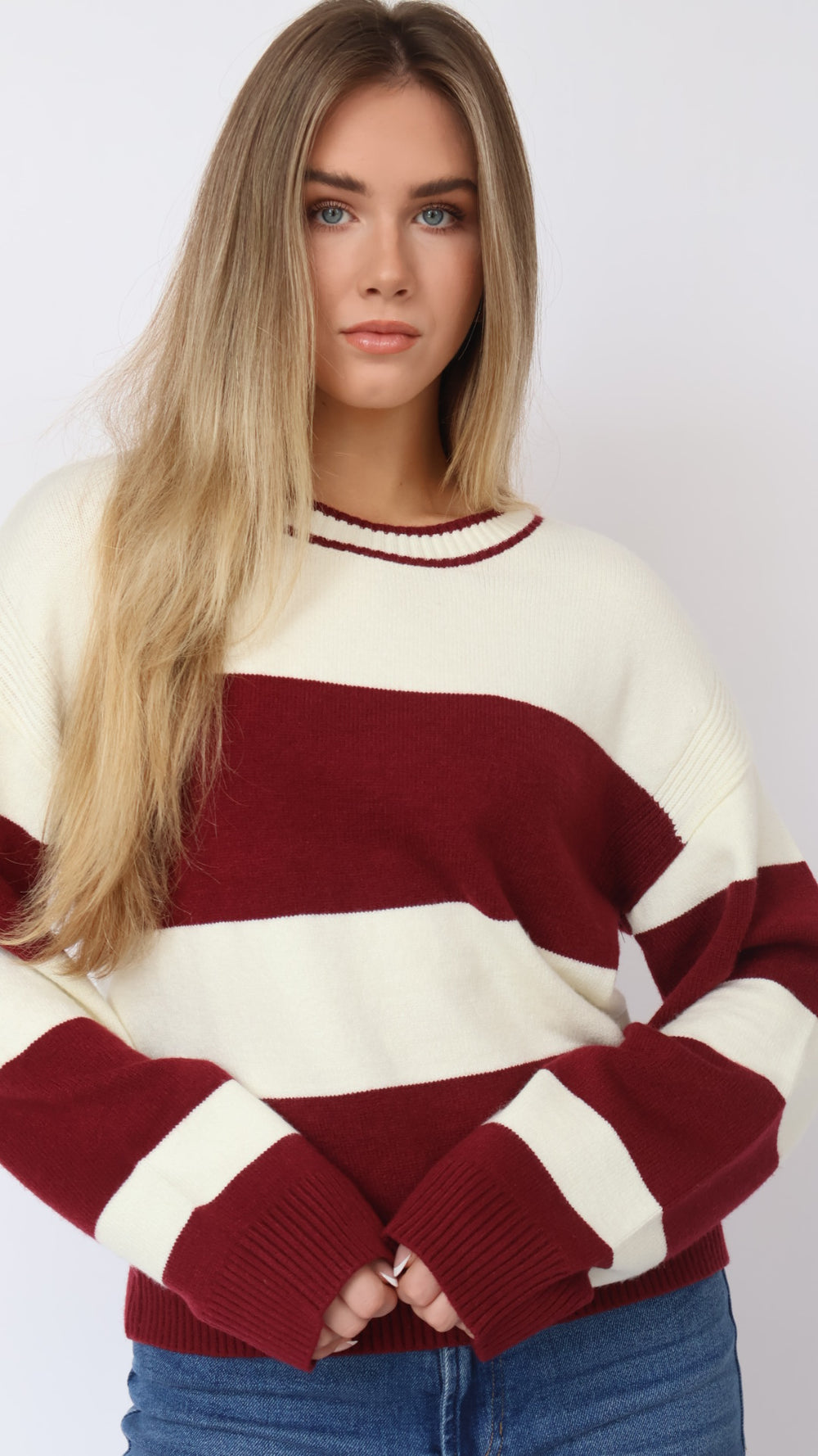 Thread & Supply Tabitha Burgundy Stripe Sweater
