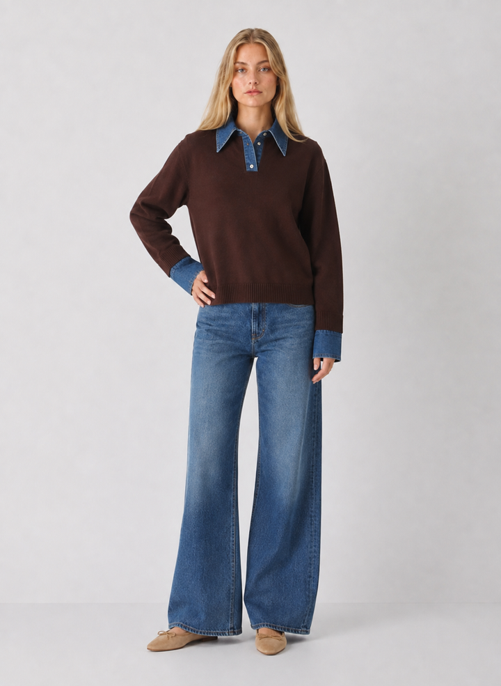 Denim Contrast Sweater