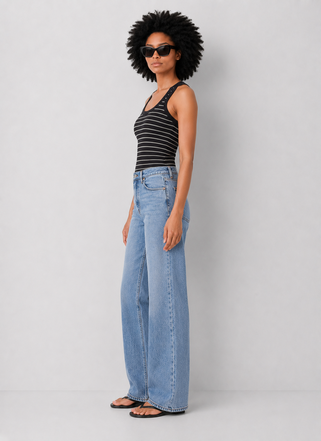 Z Supply Rowe Striped Scoop Tank - Ash Black