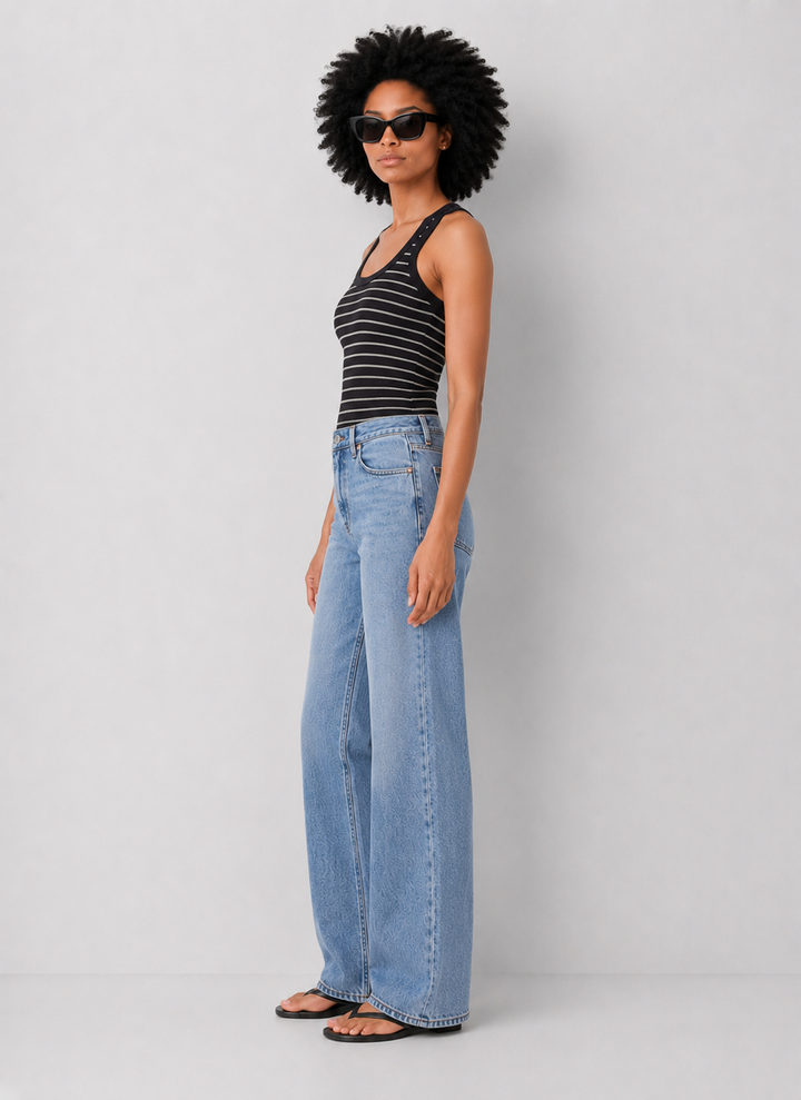Z Supply Rowe Striped Scoop Tank - Ash Black