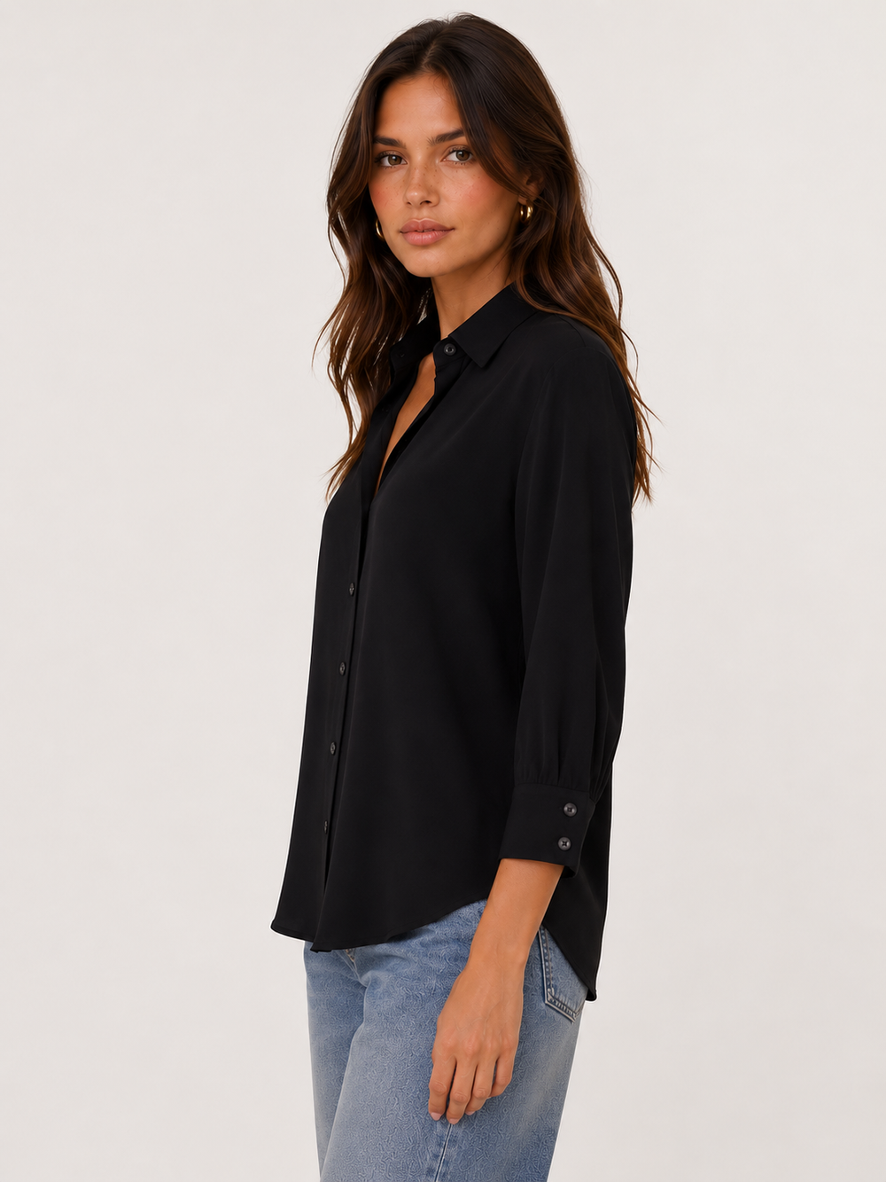 3/4 Sleeve Button Down Shirt