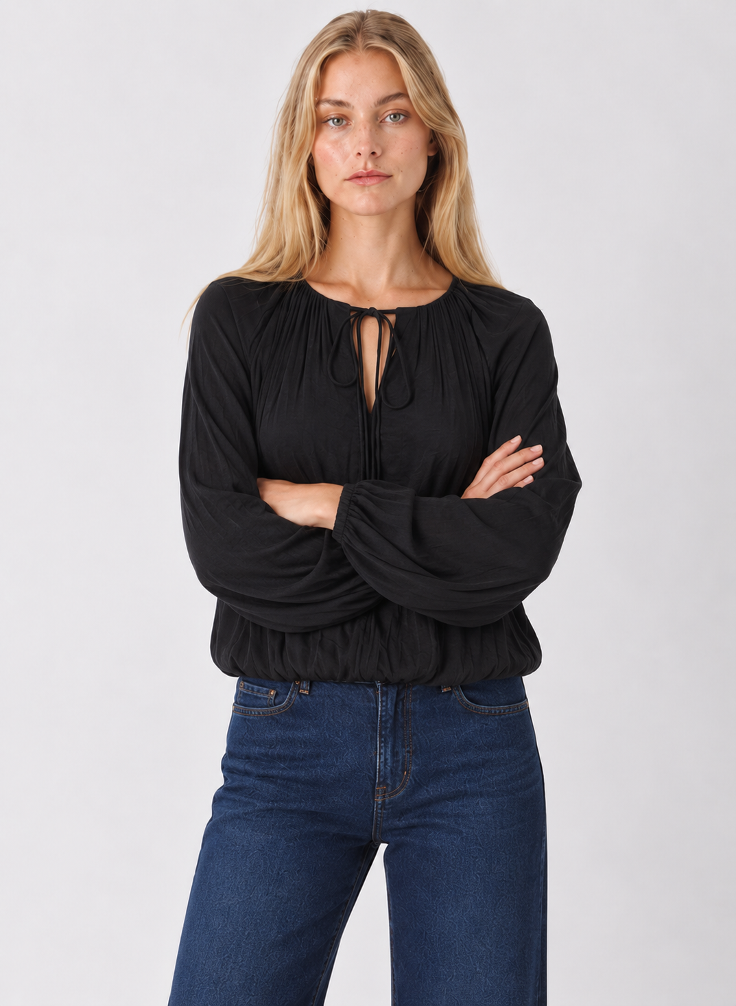 Draped Bubble Hem Blouse