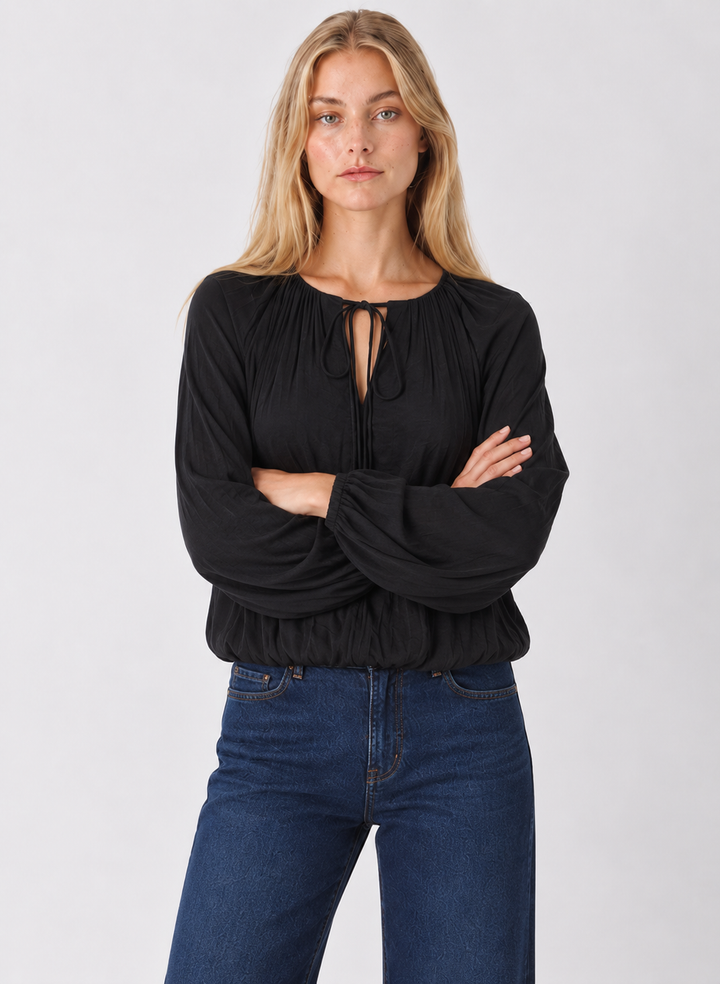 Draped Bubble Hem Blouse