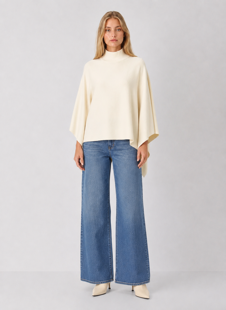 Mock Neck Poncho Sweater