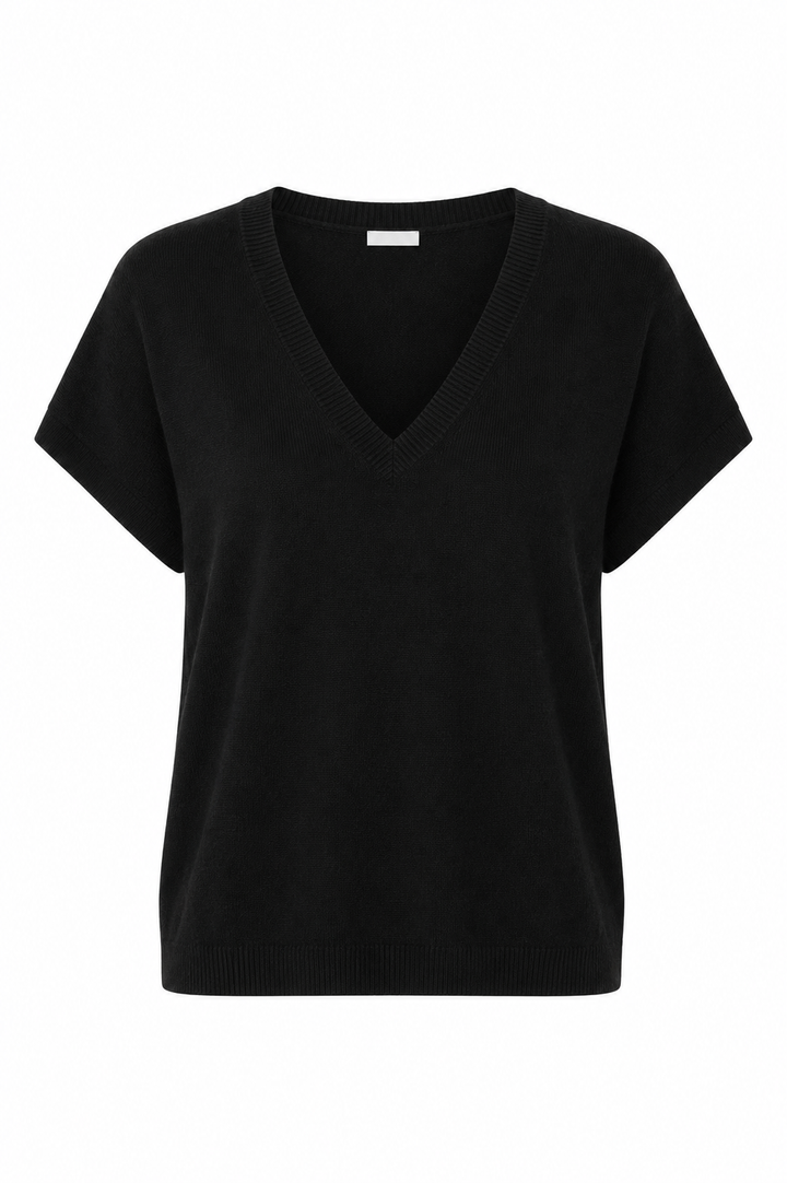 V Neck Short Sleeve Sweater