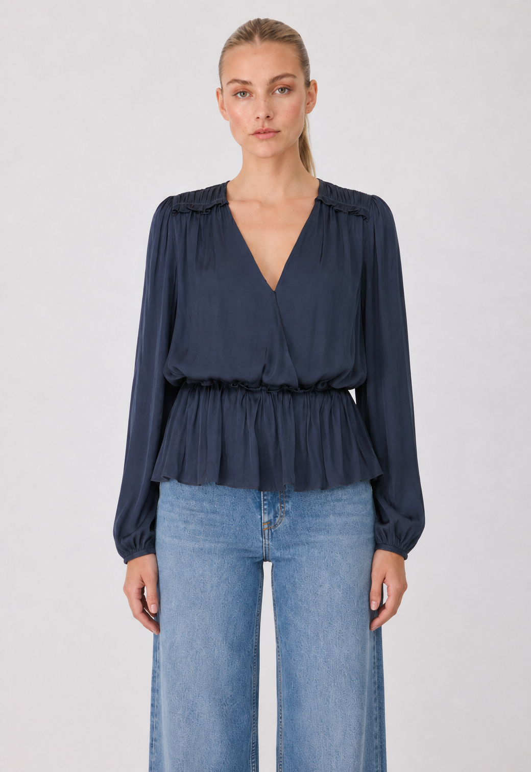 Elodie Draped Peplum Blouse