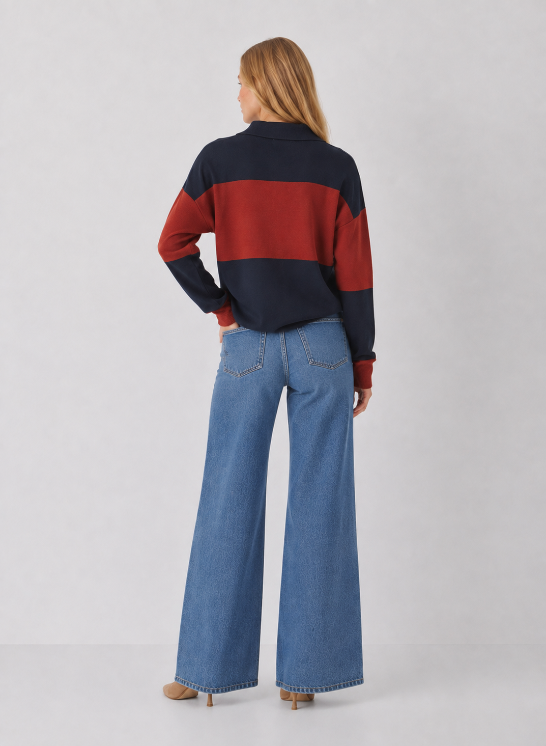 Color Block Knit Polo Sweater