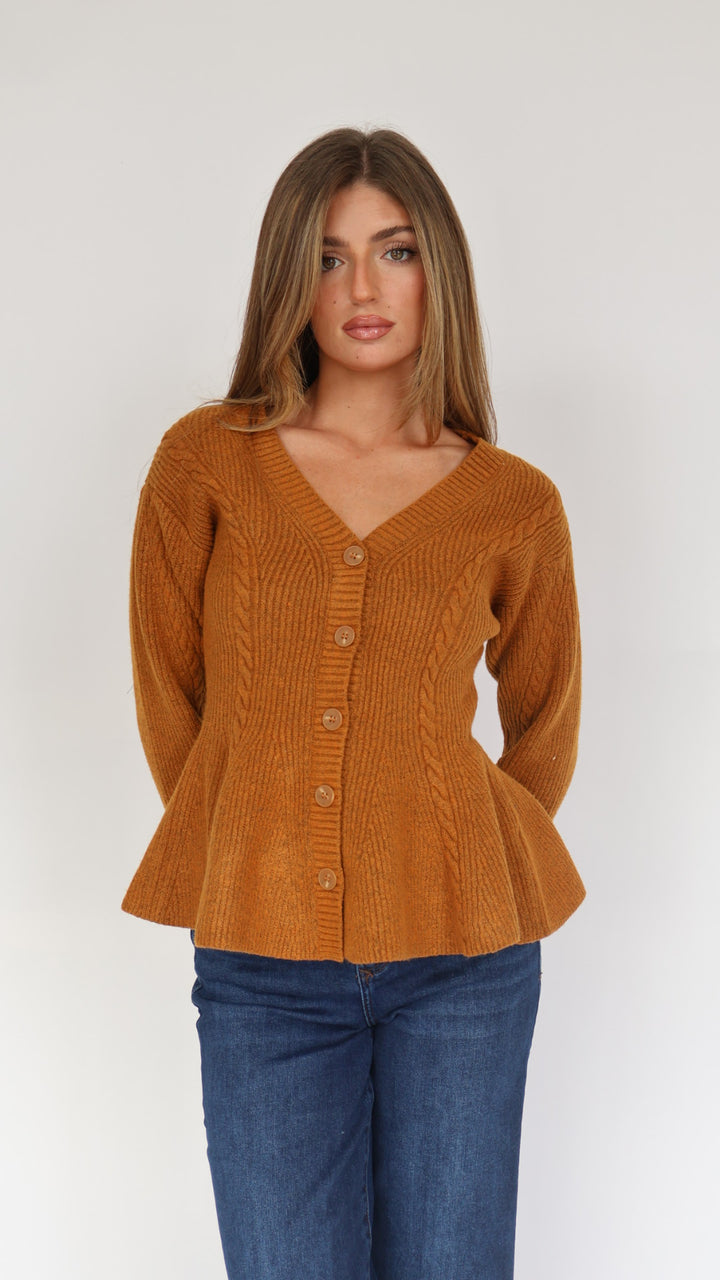 Steve Madden Courtney Peplum Button Front Sweater