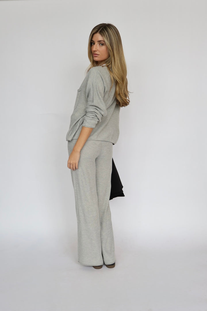 Drawstring Wide Leg Sweater Pant