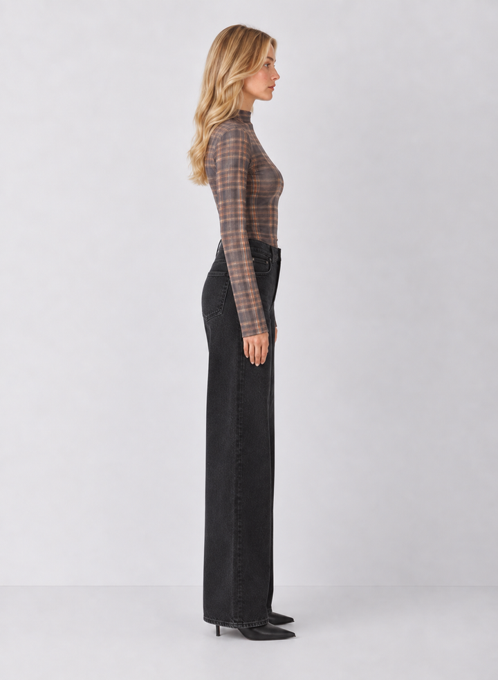 Habitual Plaid Turtleneck Top