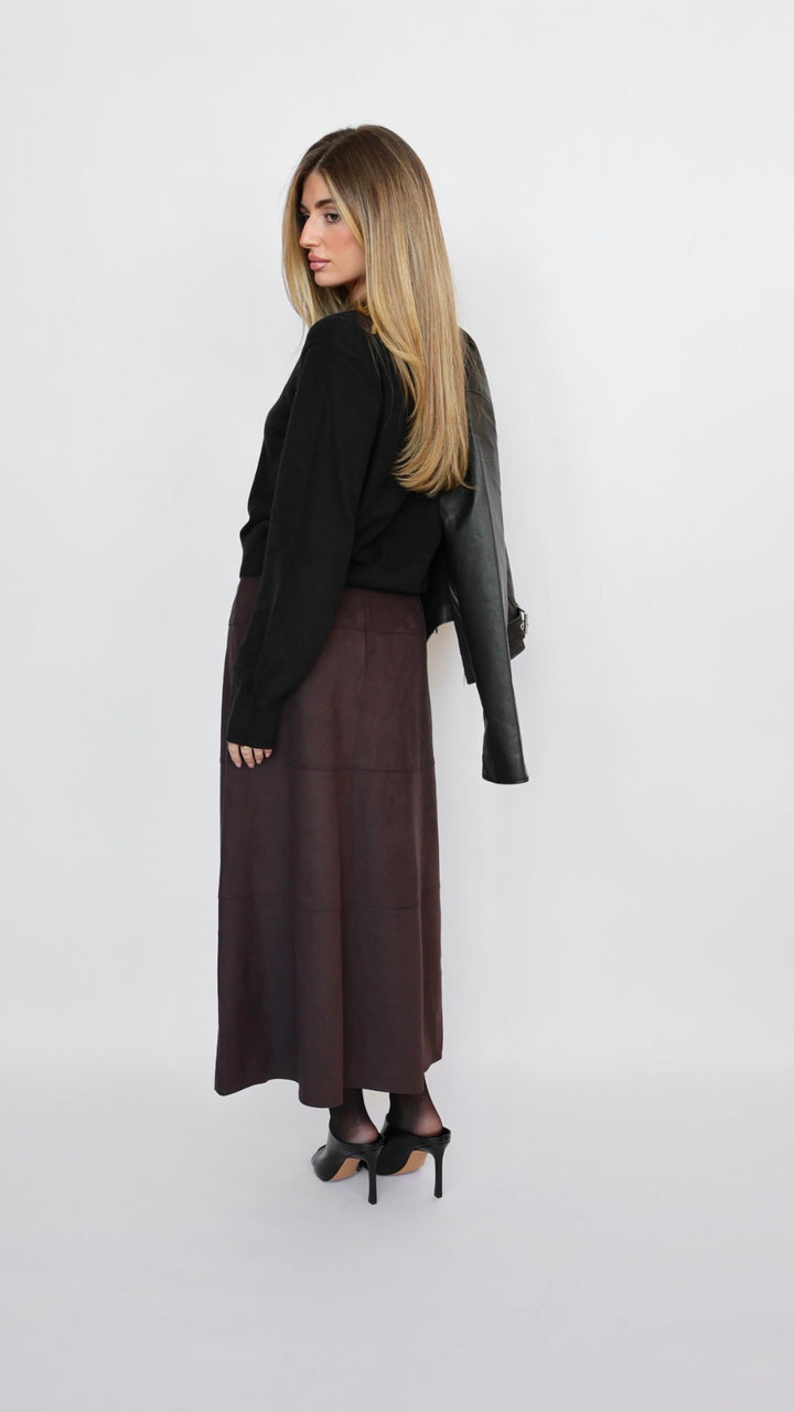 Habitual Suede Midi Skirt