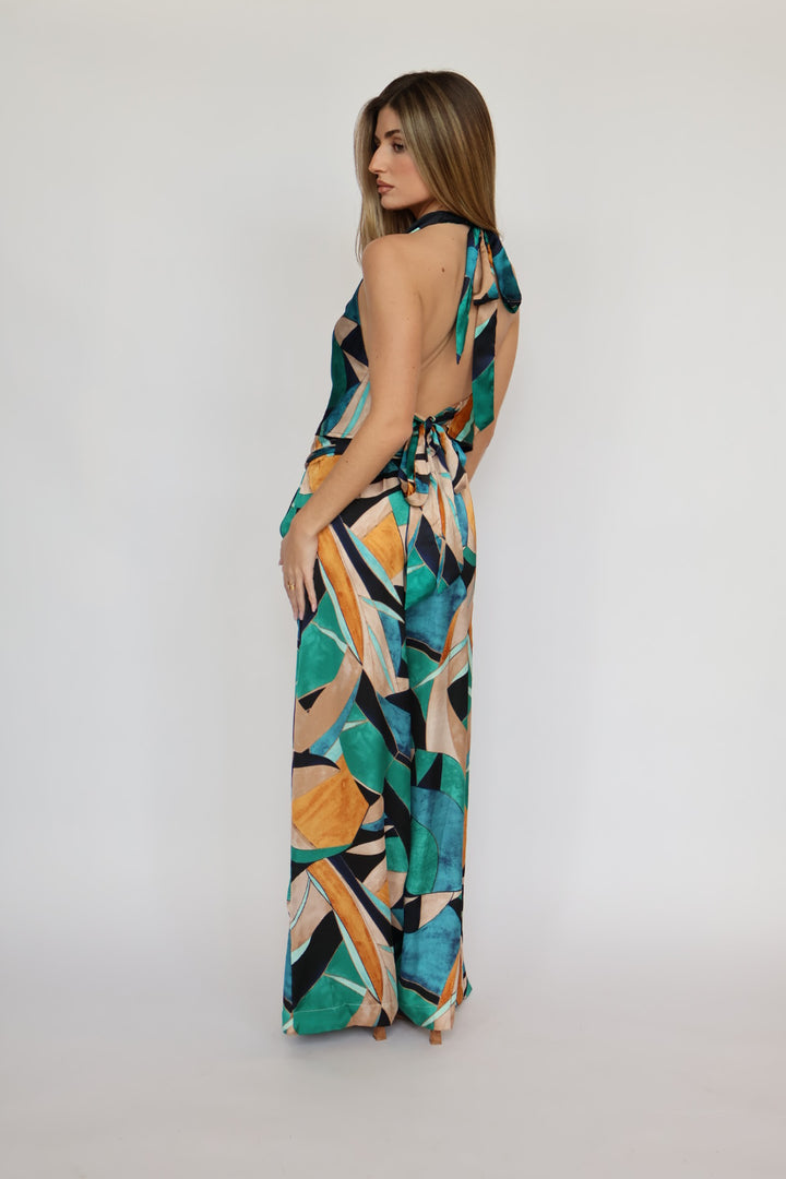 Sleeveless Halter Floral Print Top