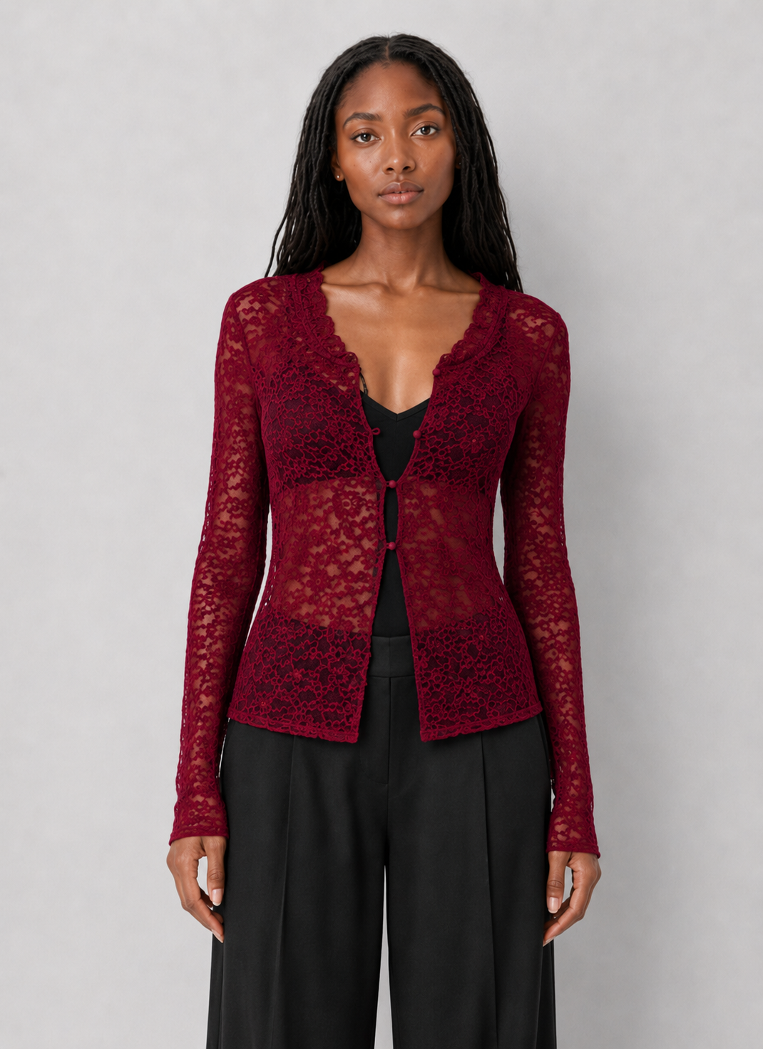 Mesh Long Sleeve Cardigan