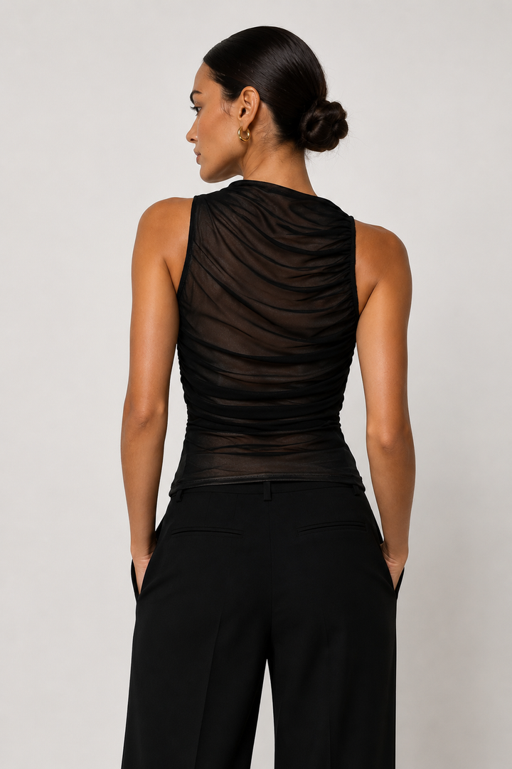 Ruched Mesh Tank Top